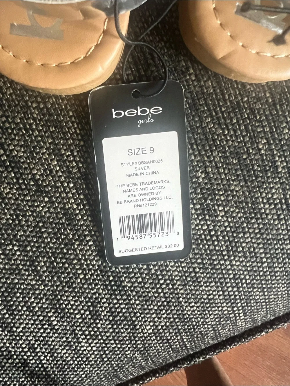bebe Girls Silver Metallic Glitter Strap Sandals